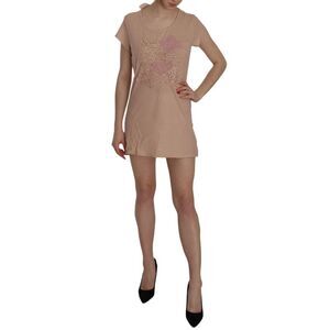 PINK MEMORIES Pink Lace Short Sleeve Shift Mini Women's Dress
